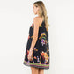 Black Sleeveless Floral Halter Dress