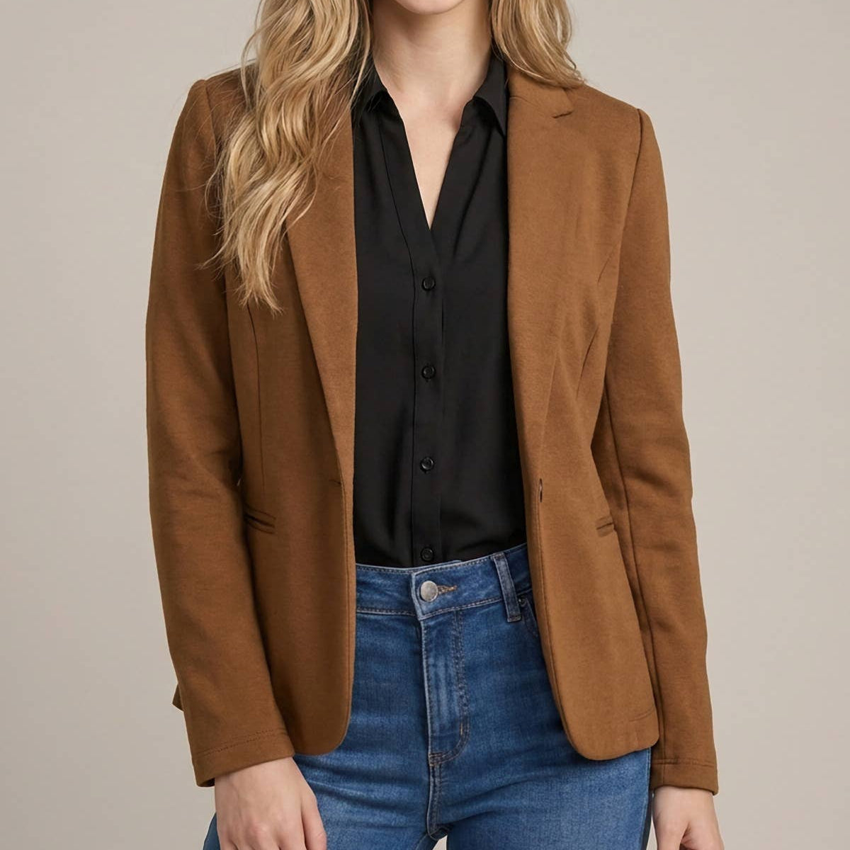 Classic Single-Button Tailored Blazer