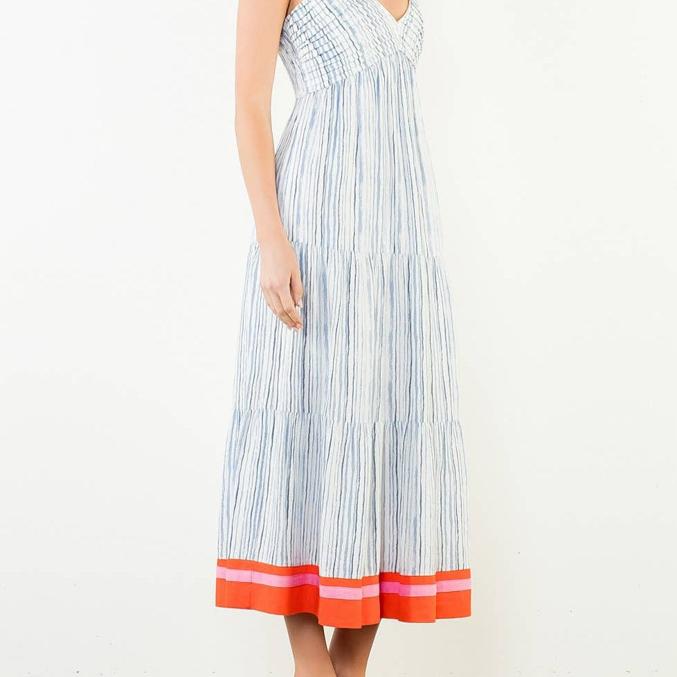 Thin Strap Striped Pattern Dress