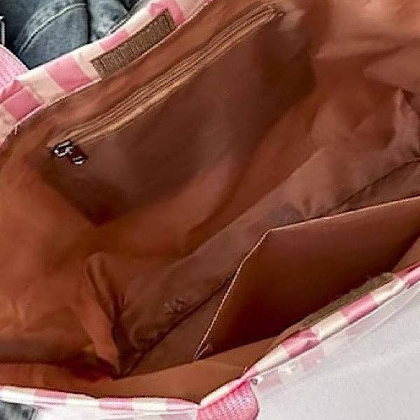 Pink and Gray Striped TOTE BAG