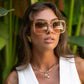 Lulu Acetate Womens Square Sunglasses  : Yellow Pearl