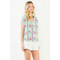 Embroidered Stripe V-Neck Top