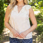 Ivory Sleeveless Ruffled V-Neck Floral Lace Top