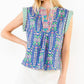 Short Sleeve Floral Pattern V-Neck Top