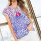 Purple Cheetah Print Embroidered Top