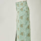 Embroidered Front Slit Corduroy Skirt