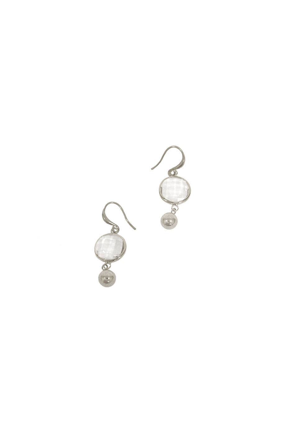 Silver Crystal and Ball Drop Fish Hook Earrings