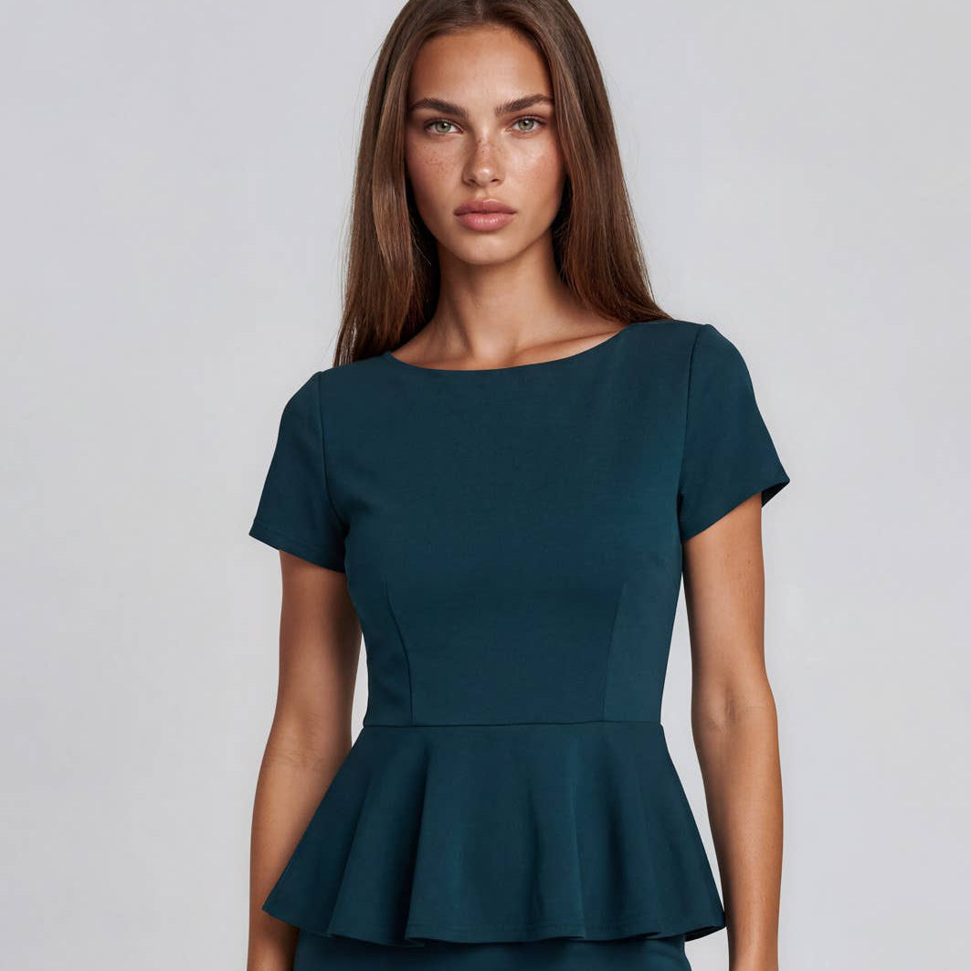 Boat Neck Peplum Top