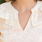Ivory Sleeveless Ruffled V-Neck Floral Lace Top