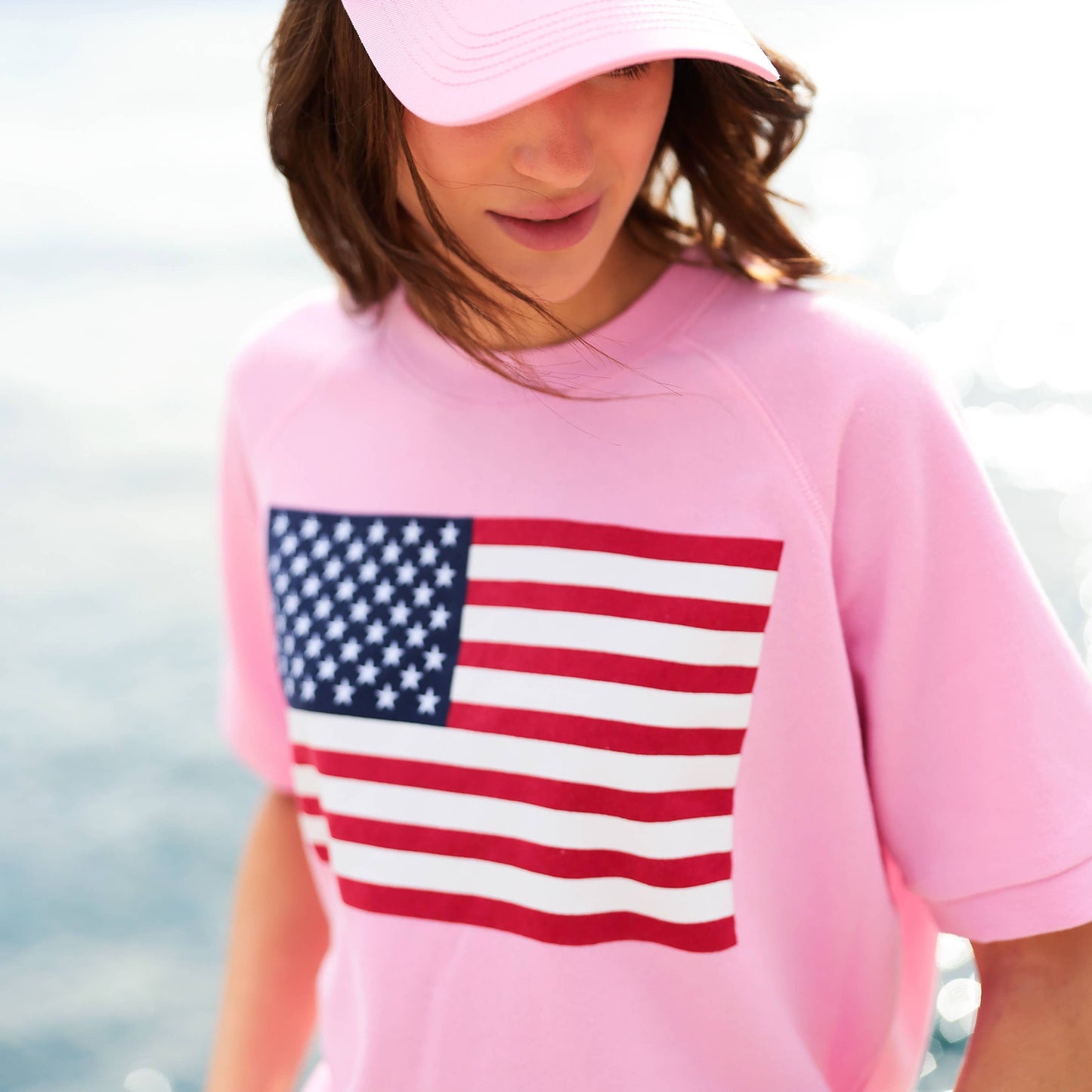 Short Sleeve Flag Sweatshirt