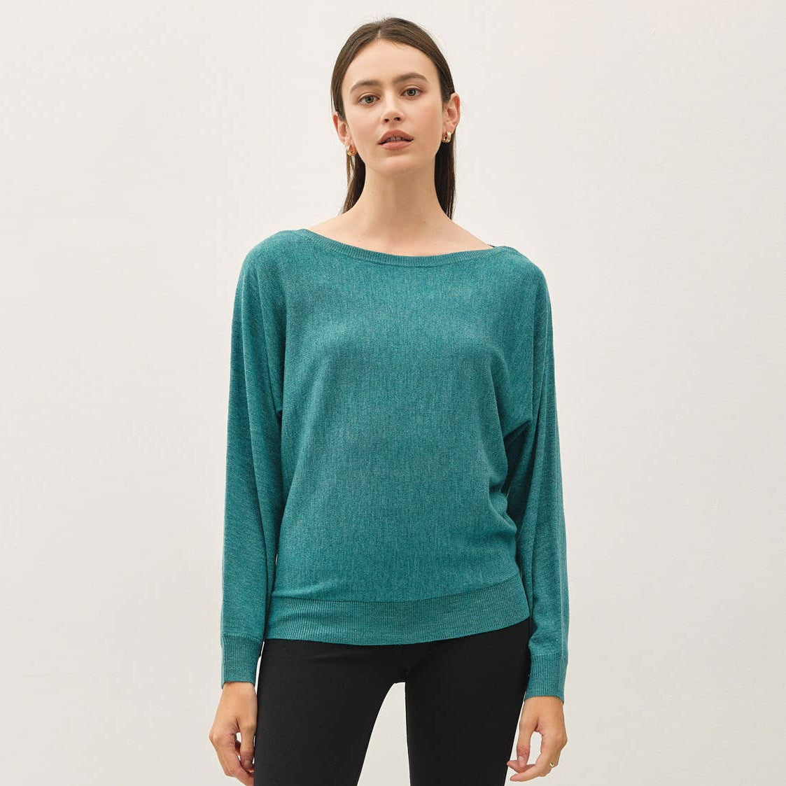 Dolman Sleeve Fine Gauge Boatneck Sweater