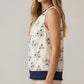 Floral Embroidery With Mini Ruffle Button Top