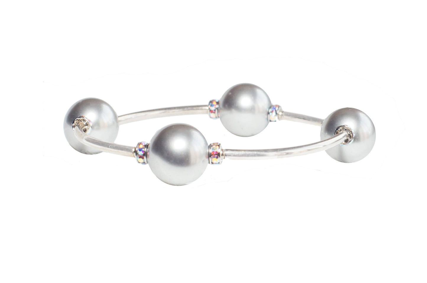 12mm Crystal Silver Pearl Blessing Bracelet