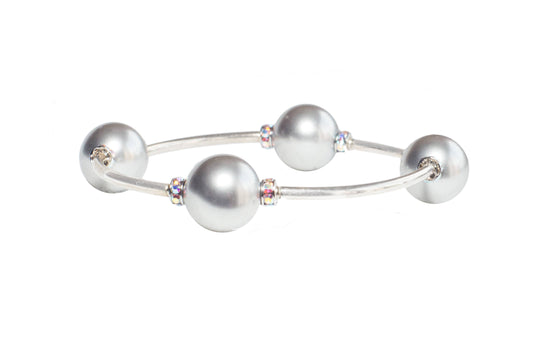 12mm Crystal Silver Pearl Blessing Bracelet