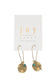 Gold Retro Blue Daisy Pendant Hoops