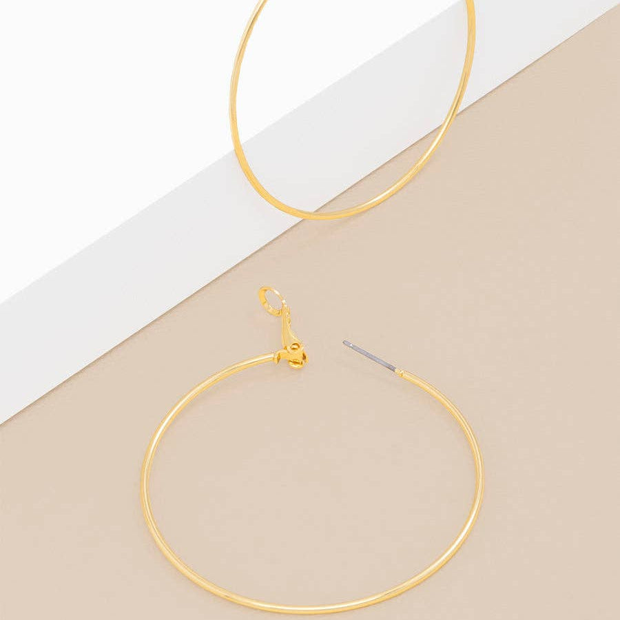 Large Metal Slim Hoop Earring