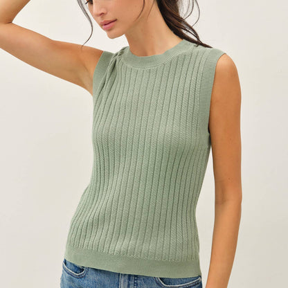 Texture Ribbed Classic Cut Sweater Tank