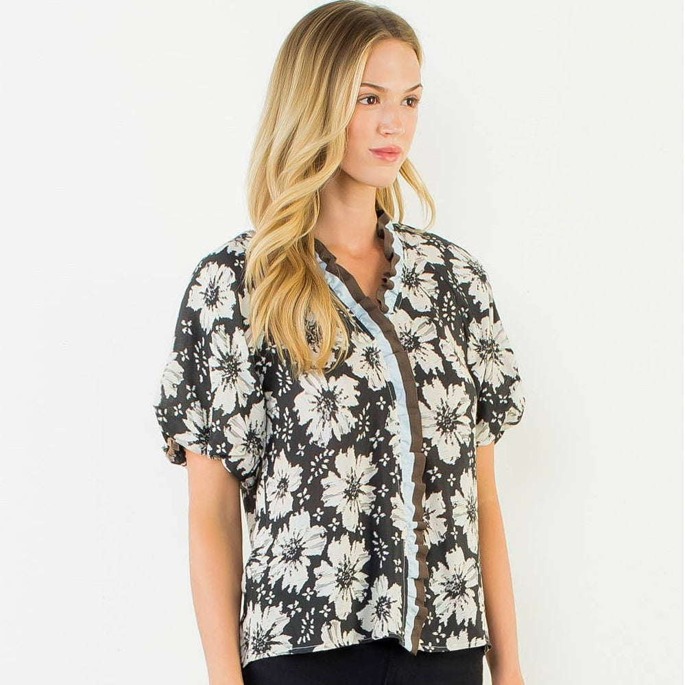 Puff Sleeve Floral Print Top