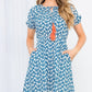 Blue Tassel Tie Flower Print Dress