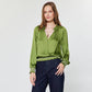 Surplice V-Neck Blouson Blouse