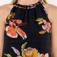 Black Sleeveless Floral Halter Dress