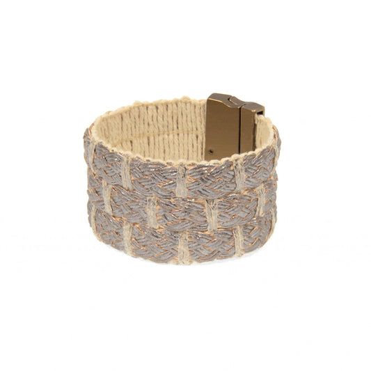 Grey Leather Basketweave Bracelet