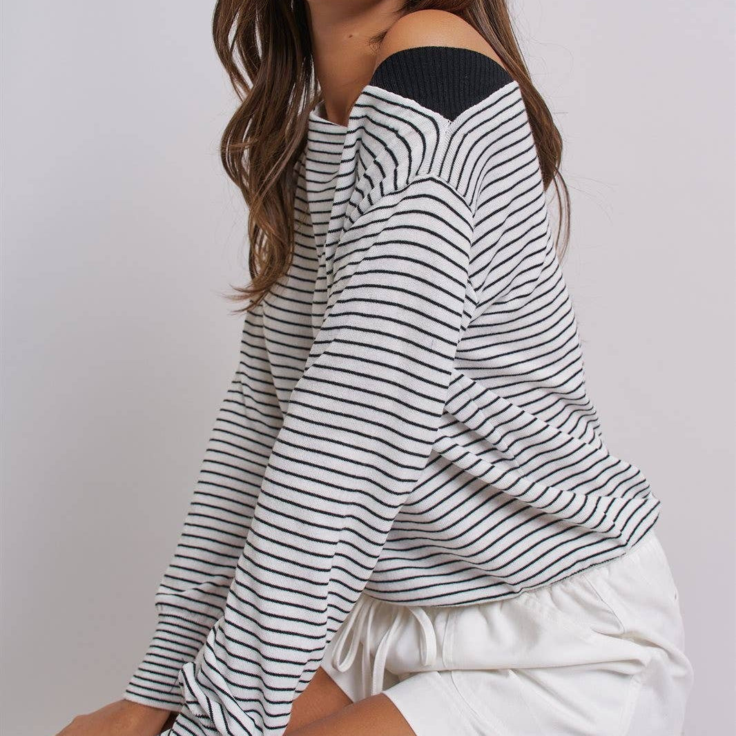 Asymmetrical Striped One-Shoulder Top