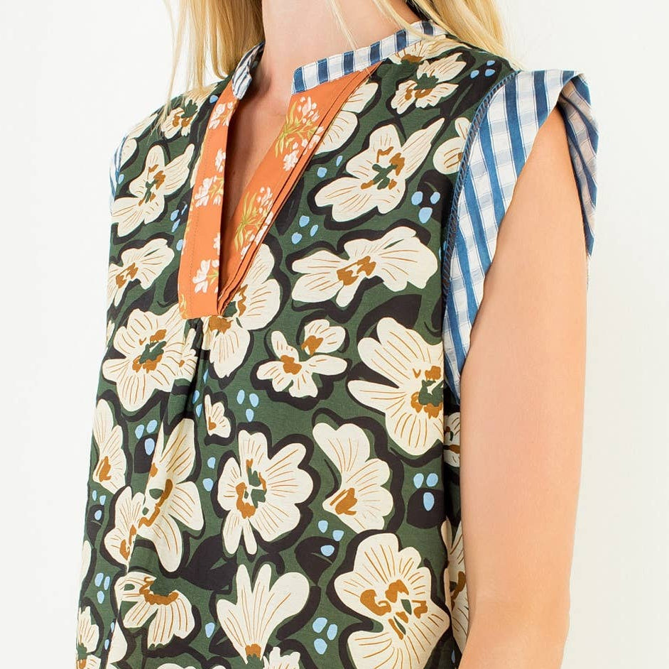 Multi Print Short Sleeve Top