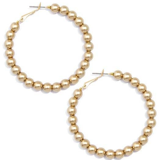 Matte Metal Beaded Hoop Earring