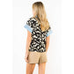 Abstract Print Top with Blue Trim