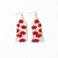 Delilah Poppies Beaded Fringe Earrings Hot Pink/Red