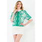 Flower Knit Sweater Top: GREEN / XS