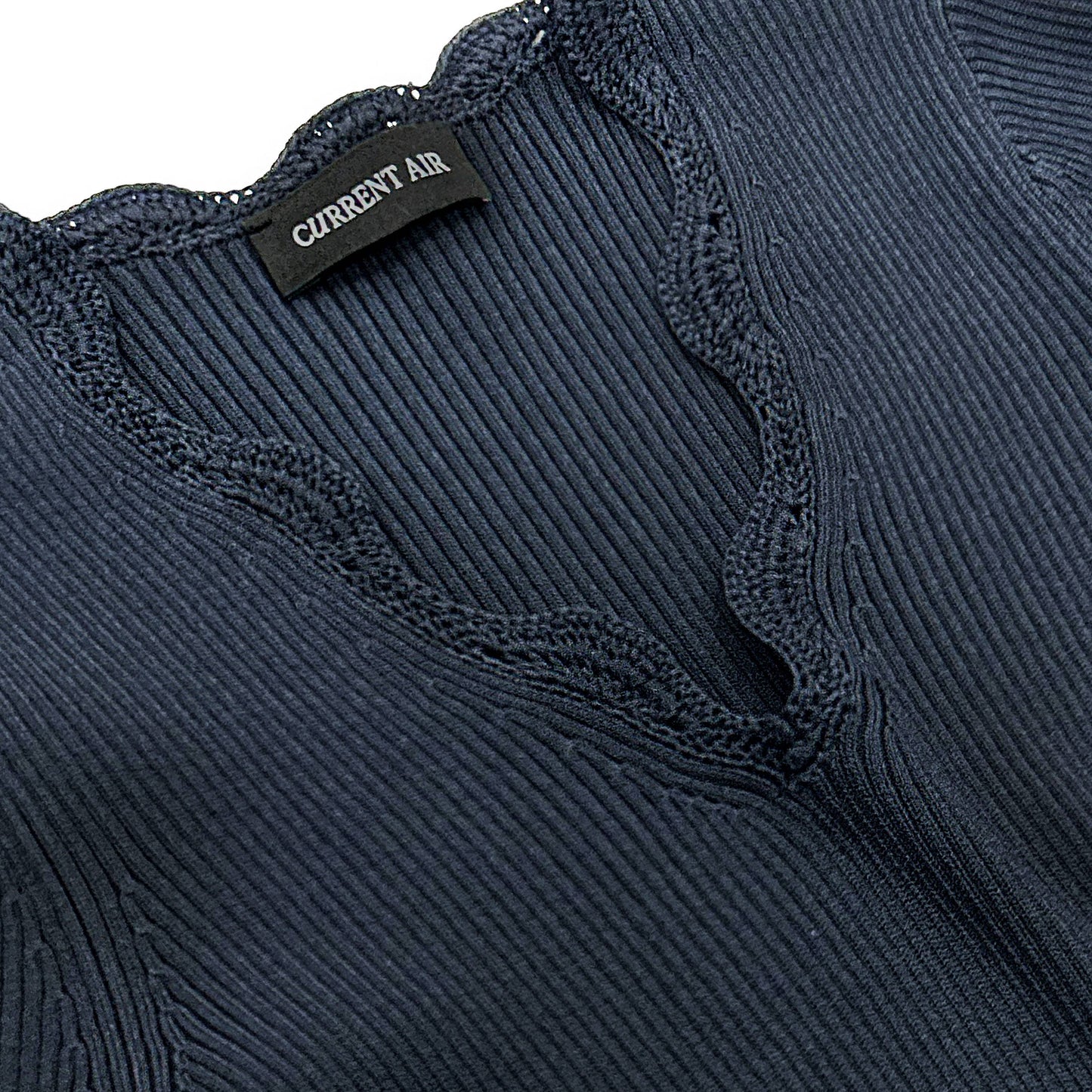 Ribbed Knit Scallop-Neck Top