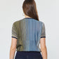 Striped Dolman Sleeve Short Sleeve Sweater