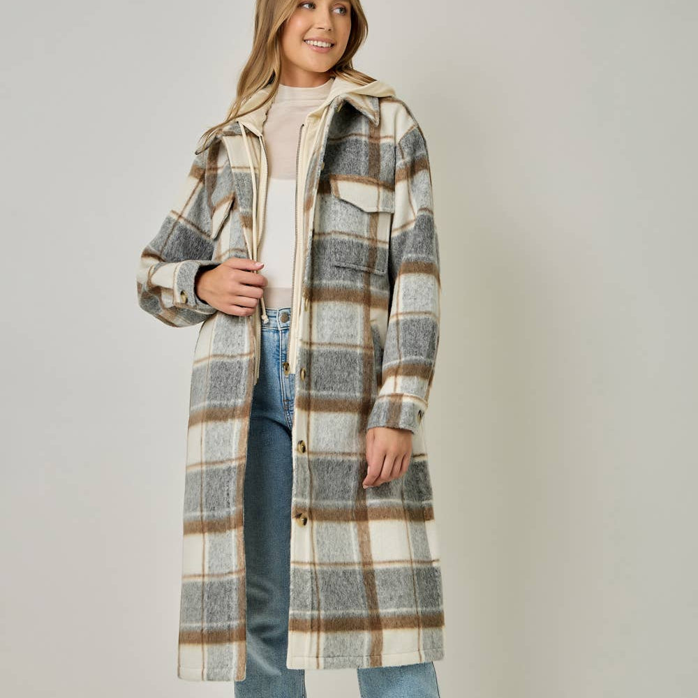 Twofer Hoodie Plaid Jacket