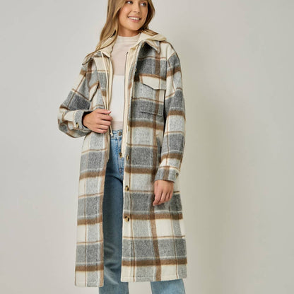 Twofer Hoodie Plaid Jacket
