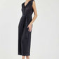 Pleated Sleeveless Button Front Jumpsuit