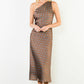 One Shoulder Polka Dot Dress With Cinched Side