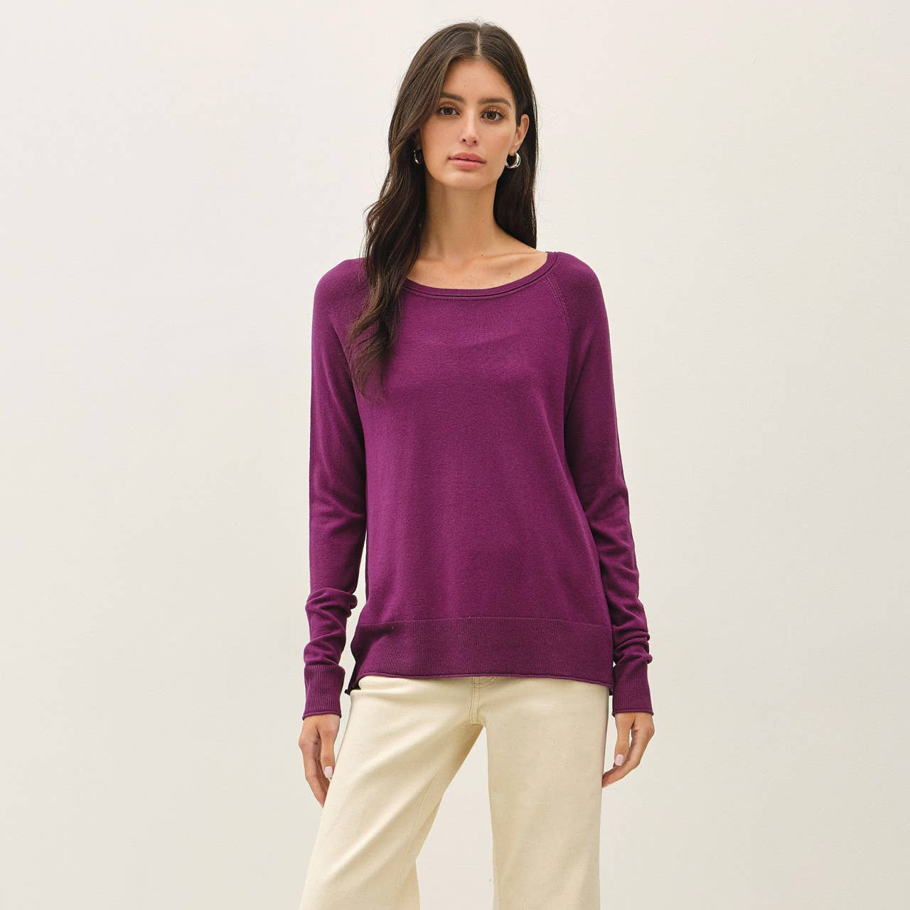 Rolled Edge Raglan Sweater