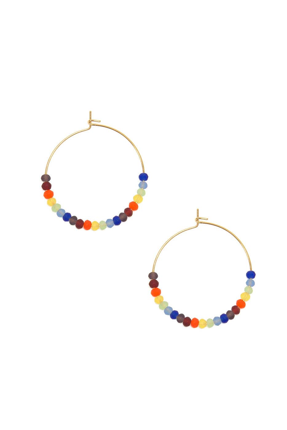 Rainbow Gold Endless Hoop Glass Bead Earrings