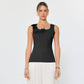 Black Floral Accent Ribbed Tank Top