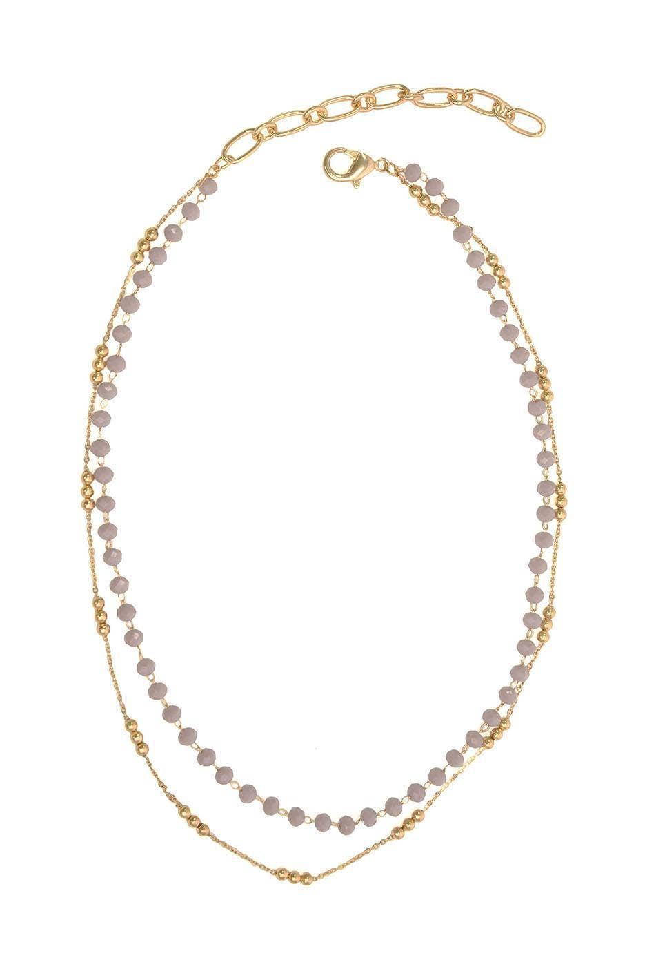 15+ Grey+Beaded 2 Row Necklace