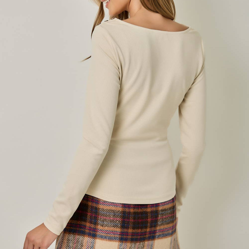 Asymmetrical Draped Ribbed Top
