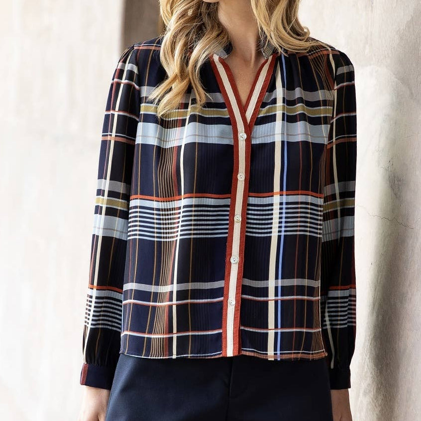 Plaid Long Sleeve Button Top