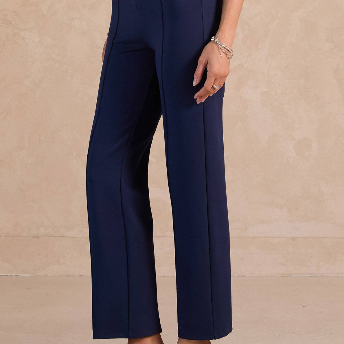 Navy Straight Leg Ponte Pants