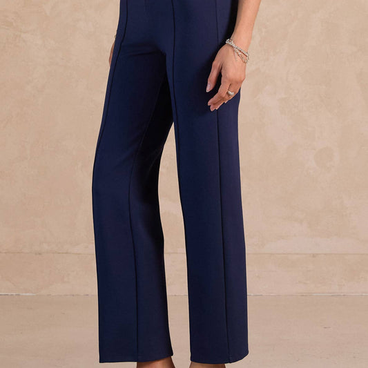 Navy Straight Leg Ponte Pants