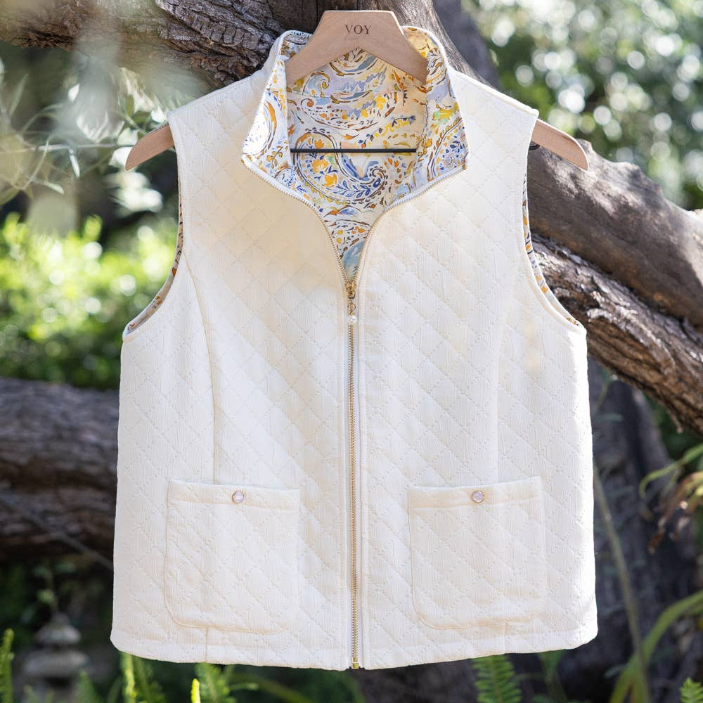 Reversible Zip Up Sleeveless Quilted Vest