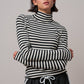 Contrast Seam Turtleneck Knit Top