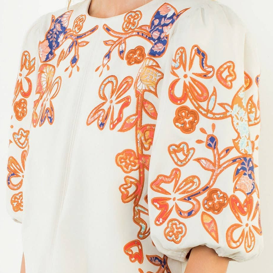 Floral Embroidered Puff Sleeve Top