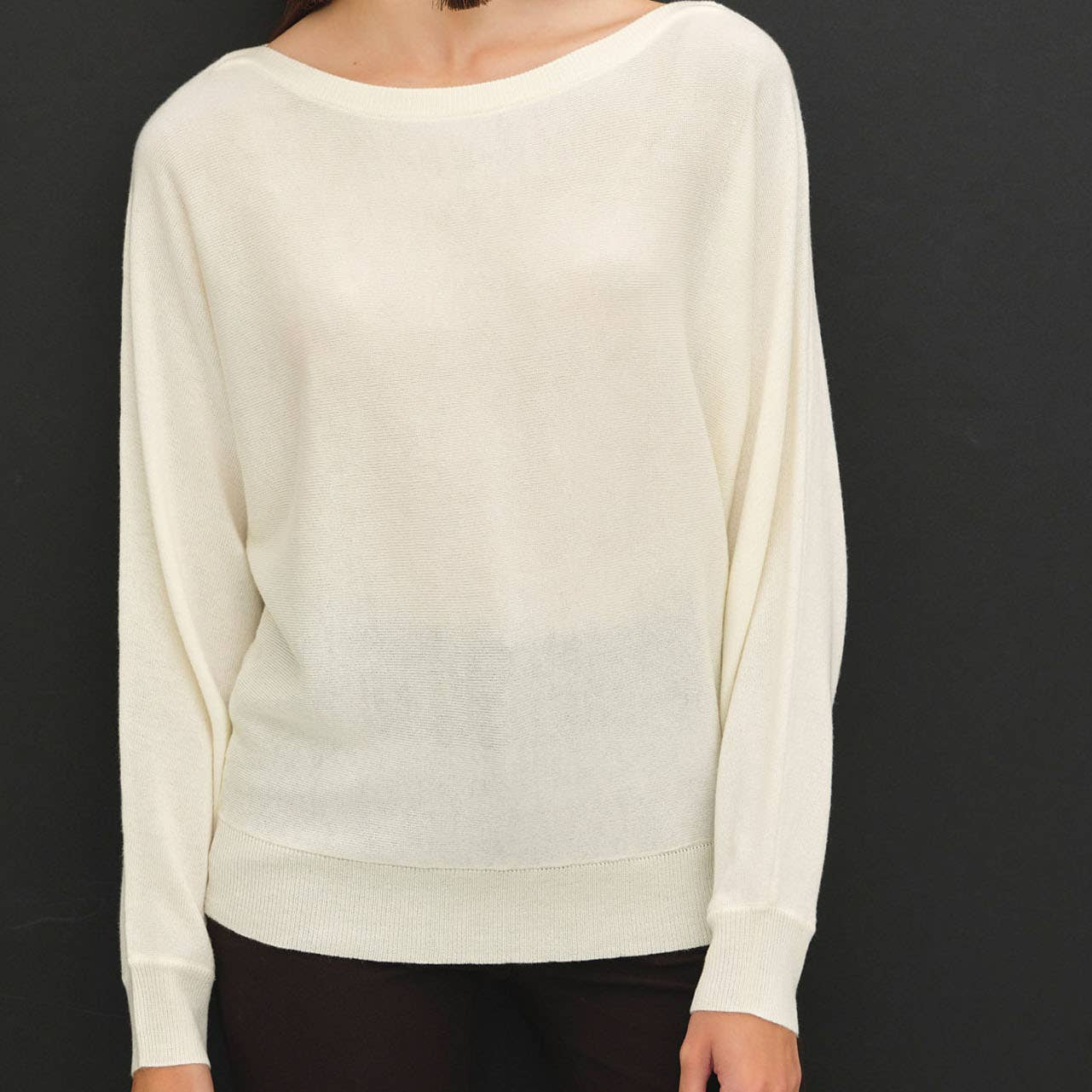 Dolman Sleeve Fine Gauge Boatneck Sweater